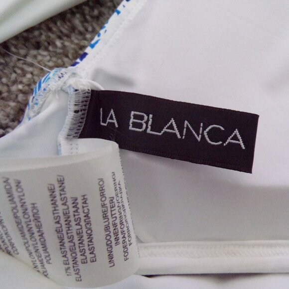NWT La Blanca blue and white swim bikini top 8 - Picture 6 of 6